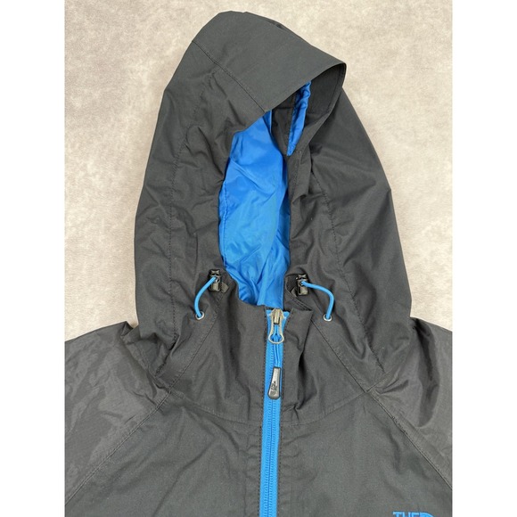 The North Face HyVent Jacket Mens Small Black Blue Hooded Waterproof Rain Shell - Picture 11 of 16